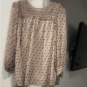 Elegant Beige and Blue Women's Blouse. Career work